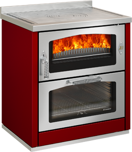 Cucina a legna D8M rosso-inox